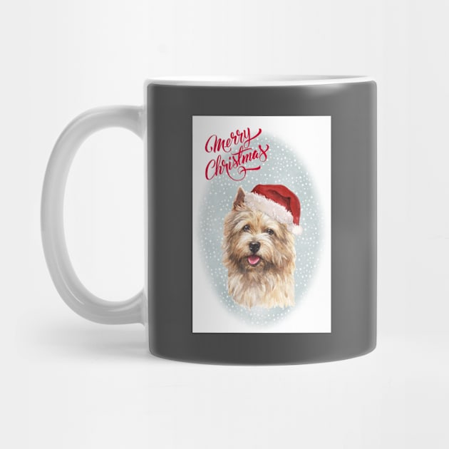 Norwich Terrier Dog Merry Christmas Santa Dog by Puppy Eyes